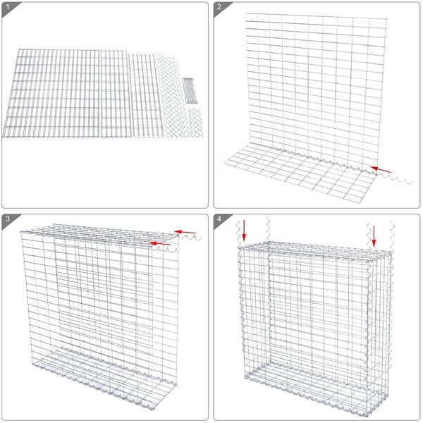 SONGMICS Gabionenkorb, verzinkt, Metall silber, 100 x 90 x 30cm Bild 4