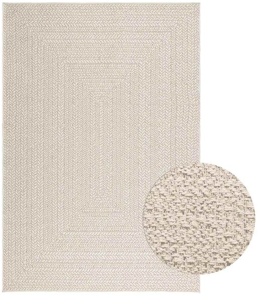 vidaXL Teppich ZIZUR Creme 140x200 cm Jute-Optik Indoor und Outdoor 4010365