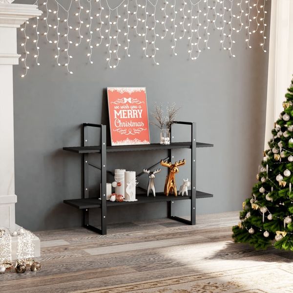 vidaXL Bücherregal 2 Fächer Grau 100x30x70 cm Holzwerkstoff 806469