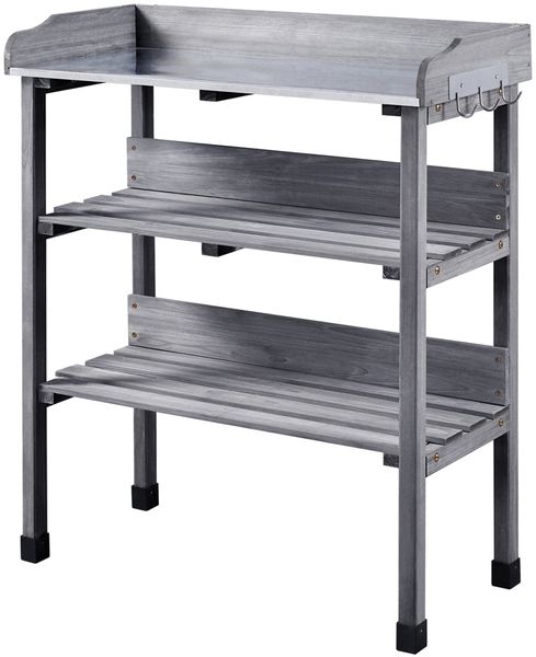 Yaheetech Pflanztisch, wetterfestes Tannenholz, 77 x 37 x 90 cm, Grau