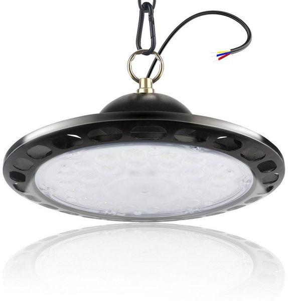 Ophy LED Arbeitsleuchte UFO LED-Hallenstrahler 100 W, 12.800 lm, 6000 K, IP66, Deckenleuchte für Garage & Werkstatt, Ø24 cm (LED fest integriert)