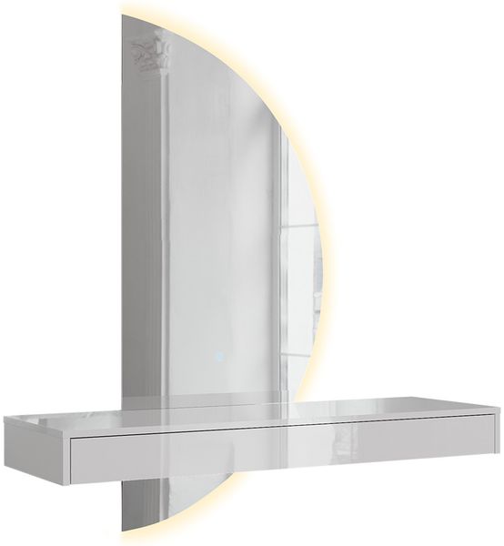 Schminktisch Sherry Weiß Hochglanz 120 cm mit LED-Spiegel Vicco