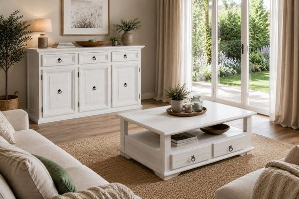 Original Mexico Möbel Sideboard mit drei Türen und drei Schubladen, Pinie Massivholz