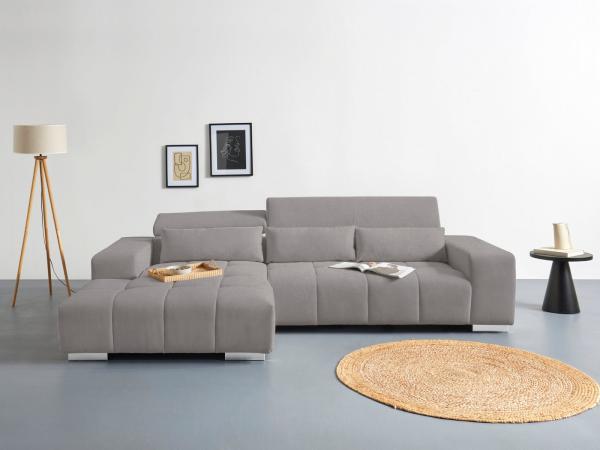 COTTA Ecksofa Orion L-Form, mit Recamiere, inkl. verstellbaren Kopfstützen und 3 Kissen