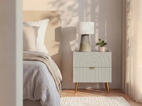 Vente-unique - NORSIM Bedside table Holz, Platte Beige - B 49,5 cm x H 40 cm x L 45 cm