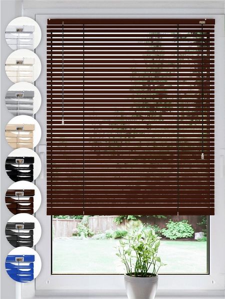 Sonello Jalousie Klemmfix ohne u. mit Bohren 30cm x 100cm Braun Aluminium Jalousette, Klemmfix, Inkl. Halterung für Decken- u. Wandmontage Alu Jalousie Fenster u. Tür, Blickdicht freihängend