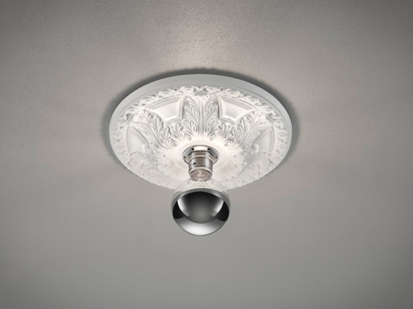 Deckenleuchte, Ornament, Gips weiß, D 30 cm