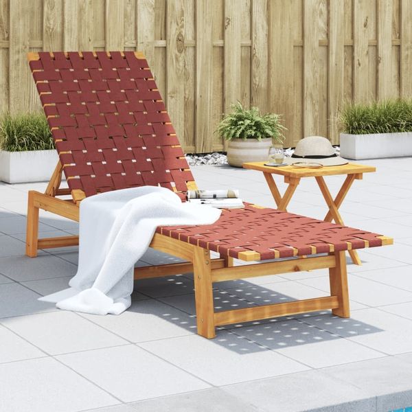 vidaXL Sonnenliege mit Tisch Rot Massivholz Akazie und Stoff 3214214