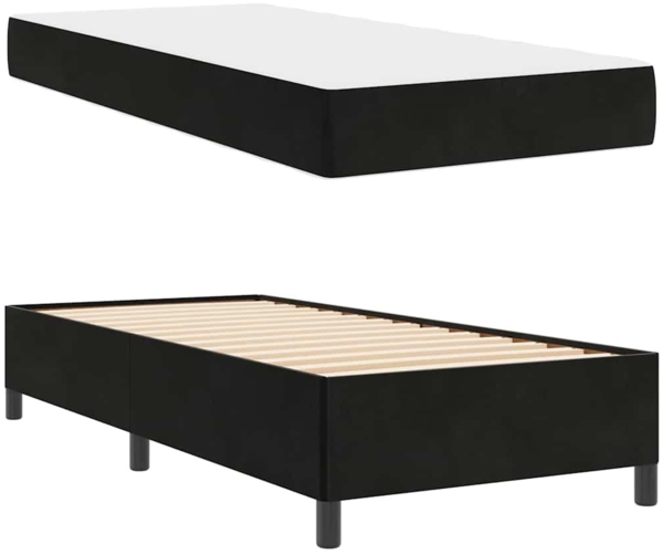 vidaXL Bettrahmen mit Matratze Schwarz 90 x 190 cm Stoff 3399032 Bild 4