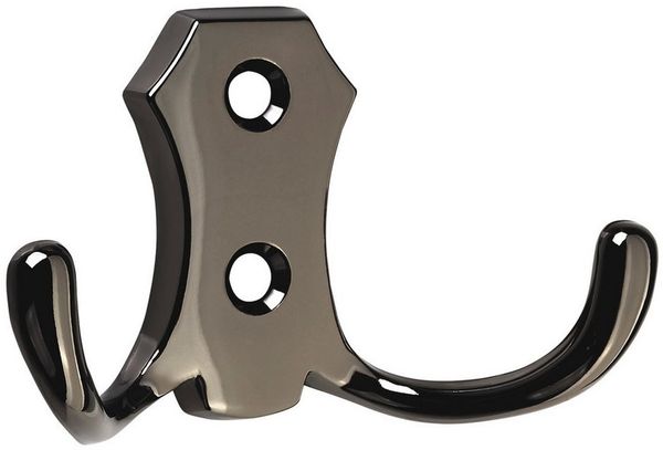 SO-TECH® Garderobenhaken LENA, Lochabstand 20 mm, zwei Größen, Metall massiv, Chrom dunkel, Höhe 48 mm, 2-fach, inkl. Schrauben