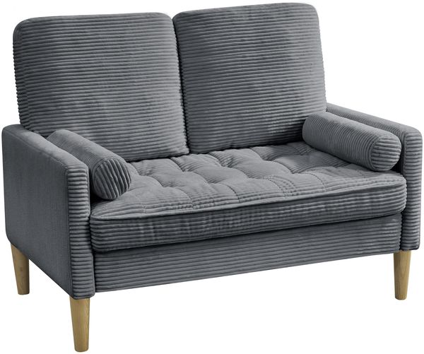 2-Sitzer Sofa mit Stoffbezug im skandinavischen Stil, 121 x 76 x 87 cm, Grau
