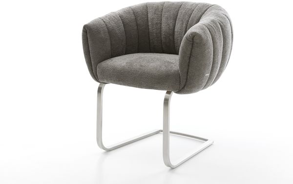 Freischwinger Jada-Flex Bouclé Soft Schlamm Freischwinger flach Edelstahl Taschenfederkern