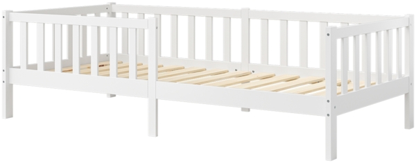 Bellabino 'Vere' Kinderbett 90x200 cm, weiß, Massivholz Kiefer, Jugendbett mit Rausfallschutz und Lattenrost Bild 2