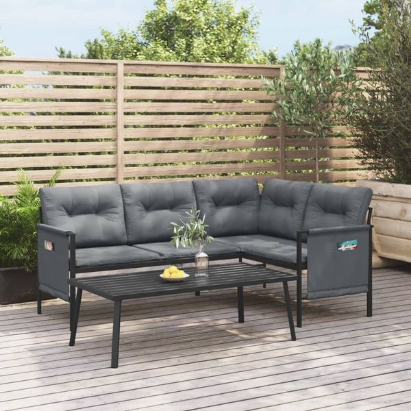 vidaXL 2-tlg. Garten-Lounge-Set Anthrazit Stahl 362810