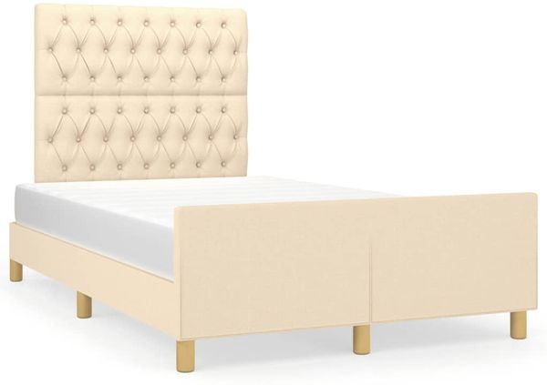 Einzelbettgestell Design für Erwachsene ohne Matratze Creme 120x190 cm Stoff d4276e