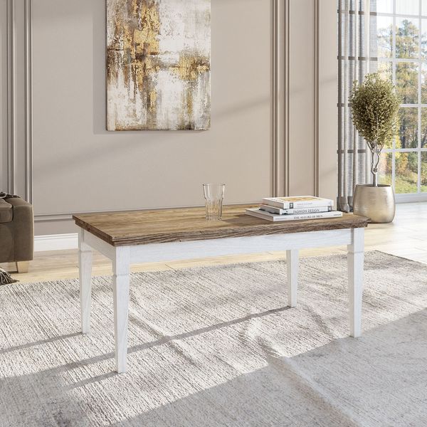 Couchtisch Evora Wohnzimmertisch 110x60cm pinie weiß Eiche Ribbek Landhaus-Stil