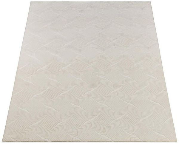 merinos Teppich STILO, 120 x 160 cm, Creme, Polyester, rechteckig, Höhe: 8 mm, mit Wellenmuster