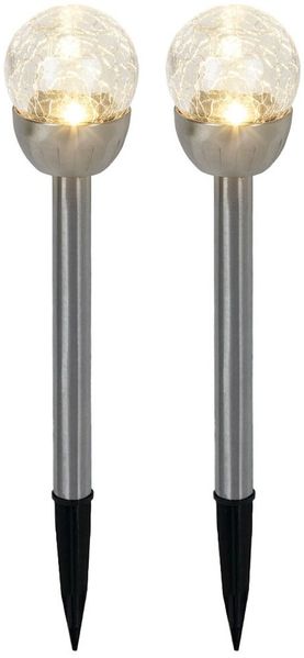 2er Set LED Außenleuchte, Solarlampe, Edelstahl, silber