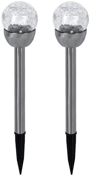 2er Set LED Außenleuchte, Solarlampe, Edelstahl, silber