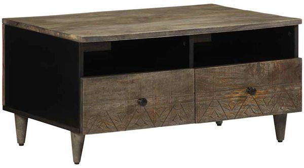 vidaXL Couchtisch Hellgrau 80x54x40 cm Massivholz Mango 4017805