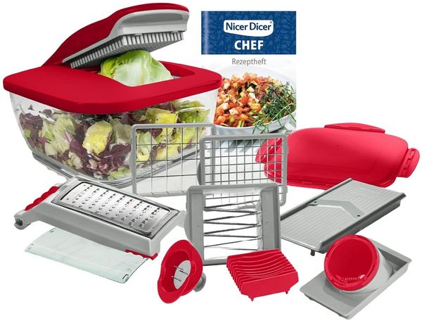Genius Gemüseschneider Gemüsehobel Nicer Dicer Chef 15 tlg. Rot