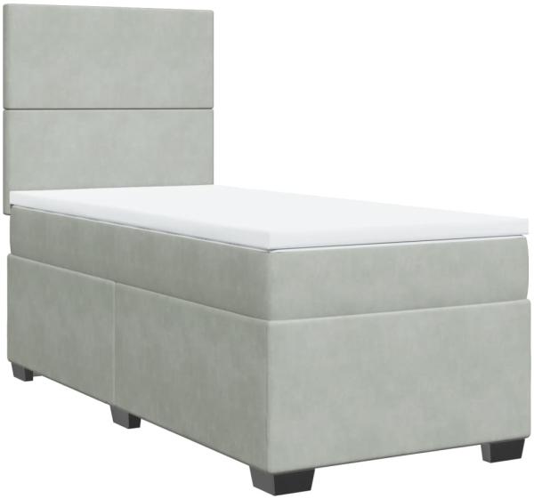 vidaXL Boxspringbett mit Matratze Hellgrau 80x200 cm Samt 3290756