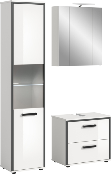 Badkombination inkl. Beleuchtung (B/H/T: 115x188x37 cm) in weiß hochglanz