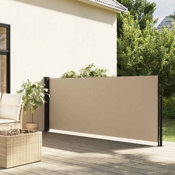 Seitenmarkise Ausziehbar, Balkon Sichtschutz Beige 140x600 cm