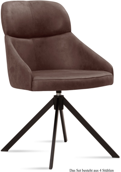 Esszimmerstuhl drehbar (4er-Set) Derska 52x82x63 Schwarz/Braun
