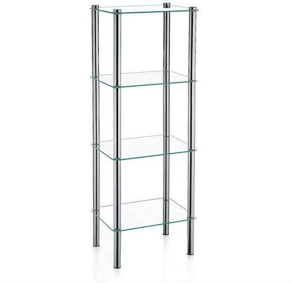 Kela 18051, Regal, 4 Etagen, Metall/ Sicherheitsglas, 40 x 30 x 106 cm, Lars, Verchromt