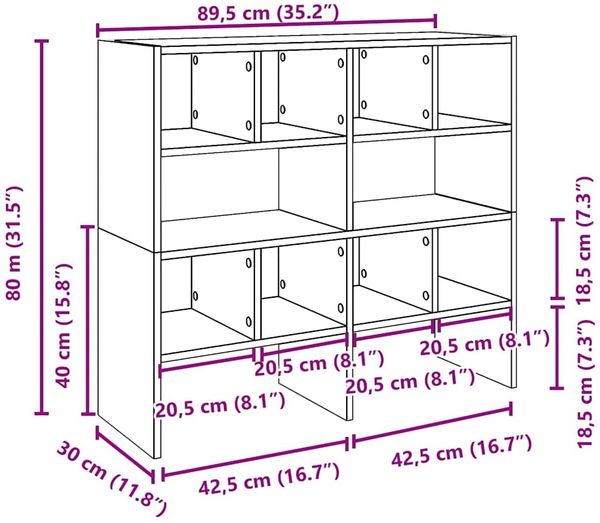 vidaXL Schuhregale 2 Stk. Stapelbar Sonoma-Eiche 89,5x30x40 cm 858844 Bild 9