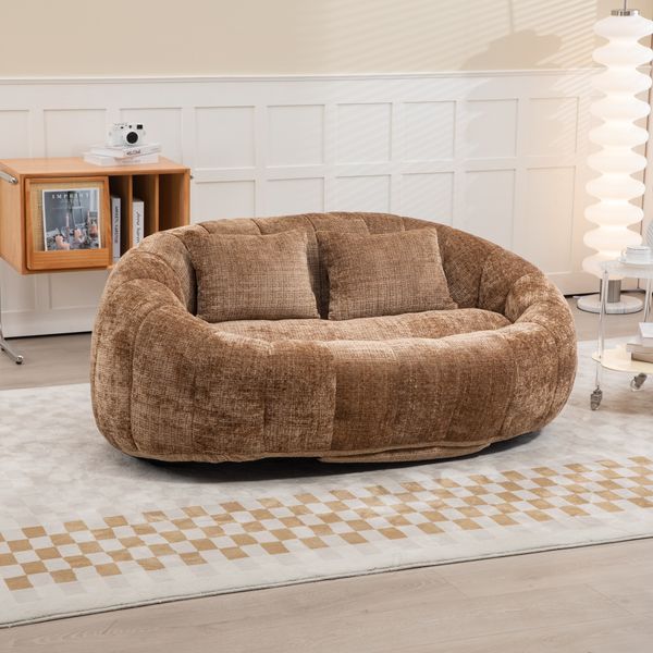Bean Bag Sofa Lounger 150x95x63 cm, Kaffee Chenille, hohe Rückenlehne, Indoor/Outdoor