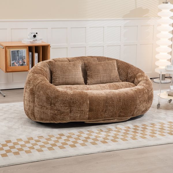 Bean Bag Sofa Lounger 150x95x63 cm, Kaffee Chenille, hohe Rückenlehne, Indoor/Outdoor