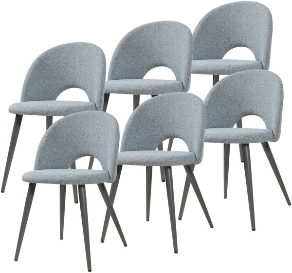 Esszimmerstuhl Karijoki 6er Set Webstoff Grau [en. casa]
