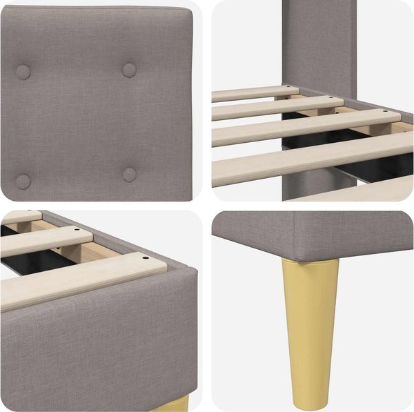 vidaXL Bettrahmen mit Kopfteil Taupe 100 x 200 cm Stoff 42027777 Bild 7