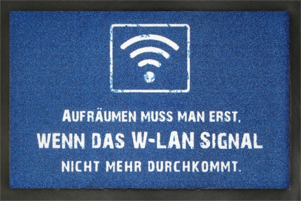 Rockbites - Fußmatte Türmatte "W-LAN Signal Aufräumen" Blau Nr. 122 (100851)* Bild 1
