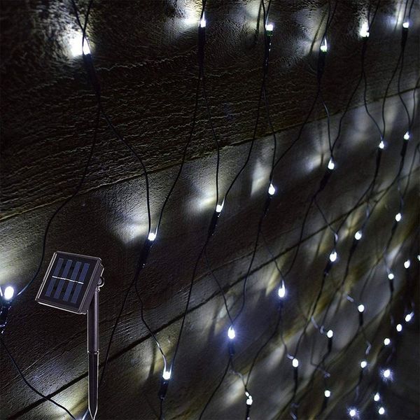 Rosnek LED-Lichternetz Solar Wasserdichte Mesh Lichterkette für Weihnachten Party Garten deko, 1.5*1.5M/3*2M, Solar Lichternetz Außen Inner mit 8 Modi