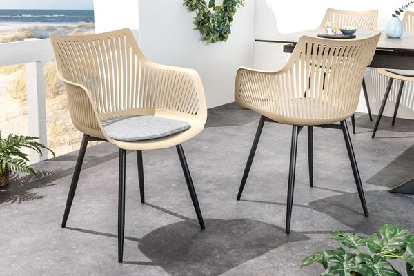 riess-ambiente 4-Fußstuhl SIGNUM greige/schwarz - Kunststoff, Indoor/Outdoor, mit Armlehnen (Einzelartikel, 1 St), Esszimmer · Kunststoff · Garten/Balkon/Terrasse · Design · Küchenstuhl