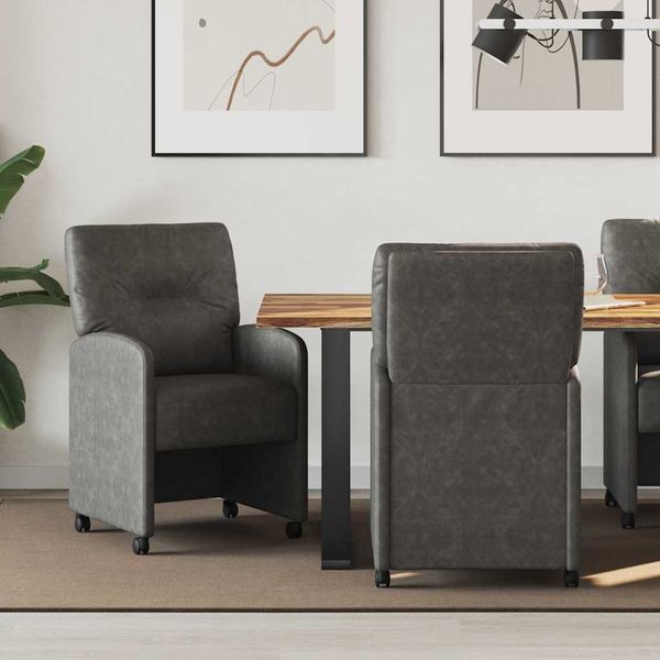 vidaXL Esszimmerstühle mit Rollen 2 pcs Schwarz 57 x 67 x 95 cm 42017839