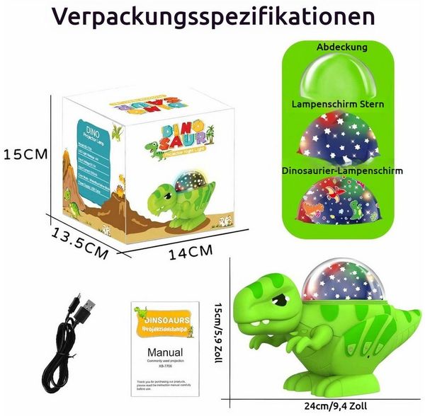 QUBEBU LED Nachtlicht Dinosaurier Sternenhimmel Projektor Kinder Geschenke 3-in-1 Nachtlicht, 16 Lichtmodi, LED fest integriert, Drei Themenmodi: Dinosaurierwelt, Sternenwelt und Nachtlicht, Kinderzimmer, Schlafzimmer, Birthday geschenke, Weihnachtsdek...