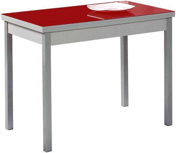 ASTIMESA Küchentisch, Metall, rot, 90x50 cm, ausgezogen 140x50 cm