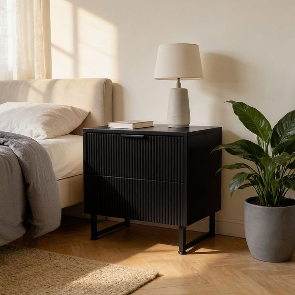 HOME DELUXE Nachttisch NYLA Schwarz - 45 x 61 cm