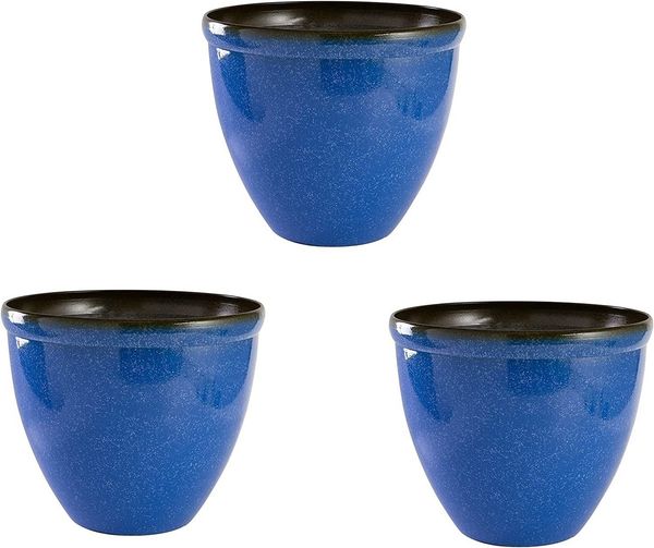 Jinfa Pflanzkübel Jinfa Blumenkübel aus Kunststoff in glasierter Keramikoptik