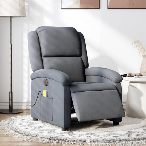 vidaXL Massagesessel Elektrisch Dunkelgrau Samt 3204290