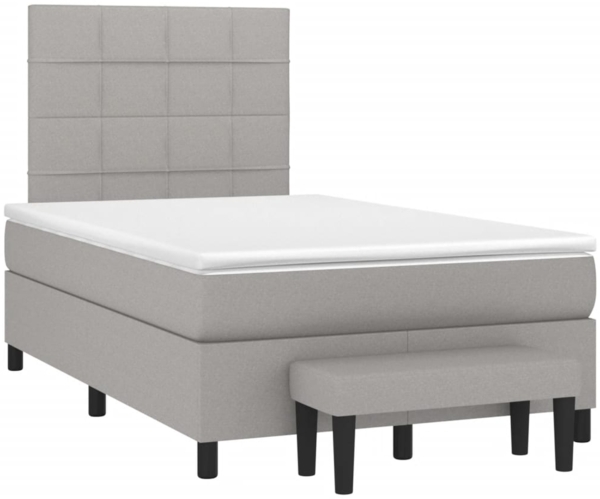 vidaXL Boxspringbett mit Matratze Hellgrau 120x190 cm Stoff 3270355