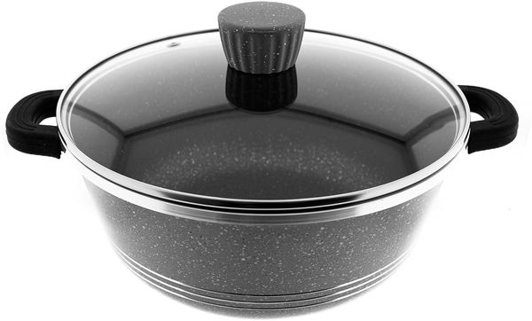 Almina Kochtöpfe mit Glasdeckel Antihaftbeschichtung Aluminium-Druckguss in Grau ⌀32 cm