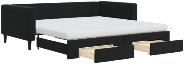 vidaXL Tagesbett Ausziehbar mit Schubladen Schwarz 100x200 cm Samt 3196774