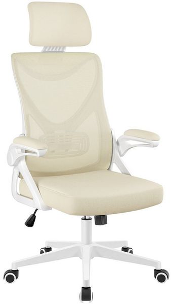 Yaheetech Drehstuhl Bequemer Bürostuhl Ergonomischer Schreibtischstuhl, Arbeitsstuhl mit Hochklappbaren Armlehnen & Verstellbarer Kopfstütze
