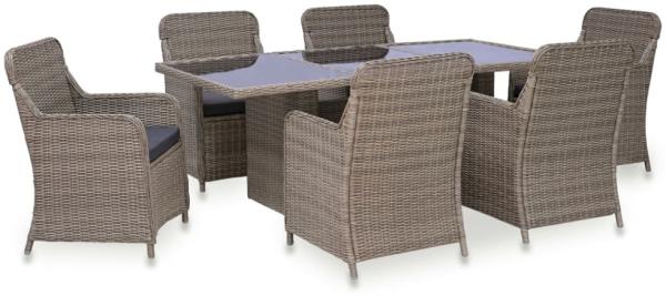 vidaXL 7-tlg. Garten-Essgruppe Poly Rattan Braun 3057796