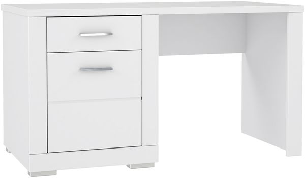 Schreibtisch >SNOW< 1 Tür, 1 Schublade, in weiß - 138x75,9x67,4cm (BxHxT)